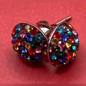 Women’s Earrings Multicolor Rhinestones Sparkly Pierced Studs 0.25”
